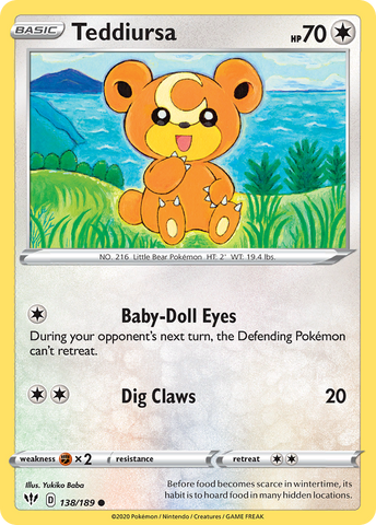 Pokemon | Teddiursa (138/189) [Sword & Shield: Darkness Ablaze] | The Nerd Merchant