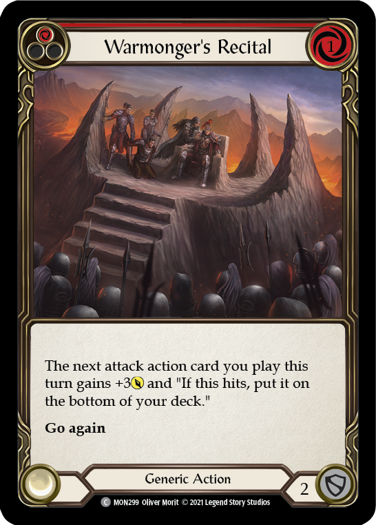 Flesh and Blood TCG | Warmonger's Recital (Red) [MON299-RF] (Monarch)  1st Edition Rainbow Foil | The Nerd Merchant