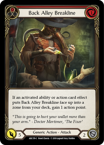Flesh and Blood TCG | Back Alley Breakline (Red) [ARC176-C] (Arcane Rising)  1st Edition Rainbow Foil | The Nerd Merchant