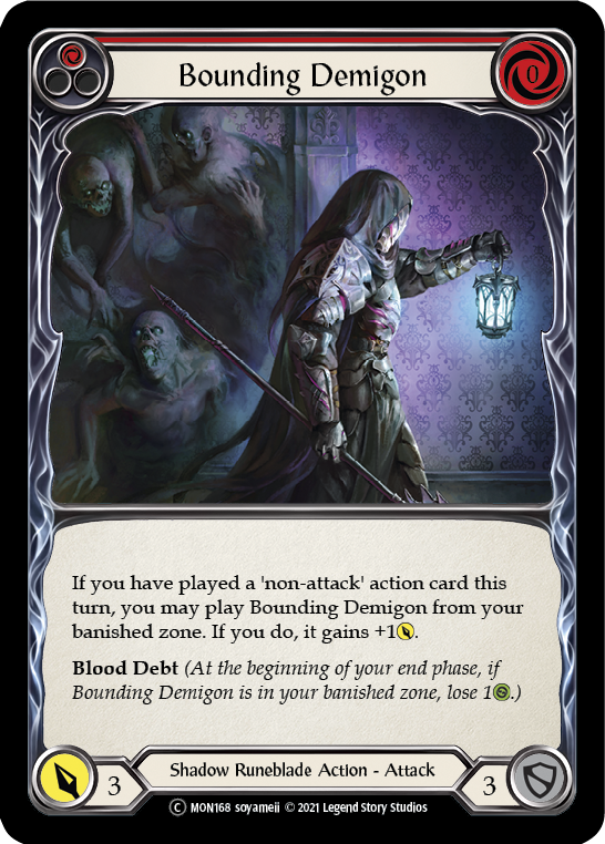 Flesh and Blood TCG | Bounding Demigon (Red) [U-MON168-RF] (Monarch Unlimited)  Unlimited Rainbow Foil | The Nerd Merchant