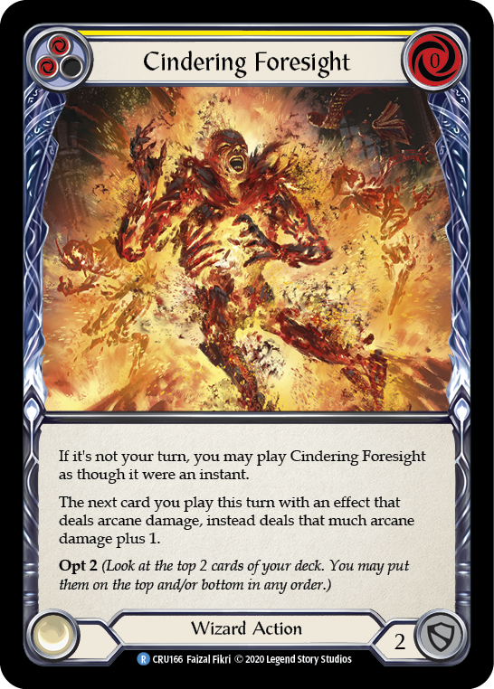 Flesh and Blood TCG | Cindering Foresight (Yellow) [CRU166] (Crucible of War)  1st Edition Normal | The Nerd Merchant