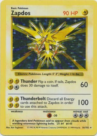 Pokemon | Zapdos (16/102) [Base Set Shadowless Unlimited] | The Nerd Merchant