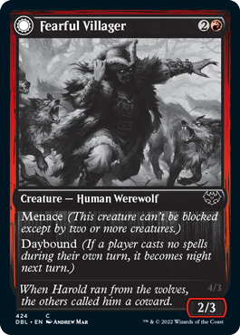 Magic | Fearful Villager // Fearsome Werewolf [Innistrad: Double Feature] | The Nerd Merchant