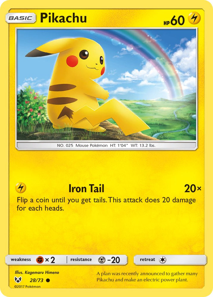 Pokemon | Pikachu (28/73) (Lets Play, Pikachu Cracked Ice Holo) (Theme Deck Exclusives) [Sun & Moon: Shining Legends] | The Nerd Merchant
