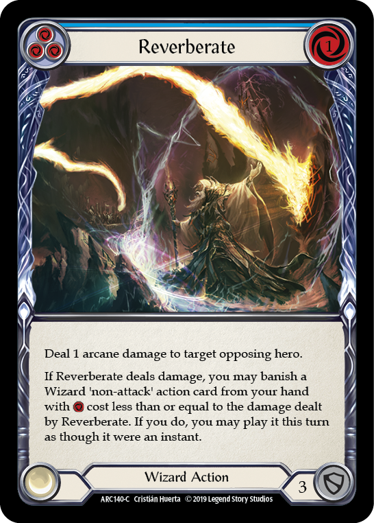 Flesh and Blood TCG | Reverberate (Blue) [ARC140-C] (Arcane Rising)  1st Edition Rainbow Foil | The Nerd Merchant