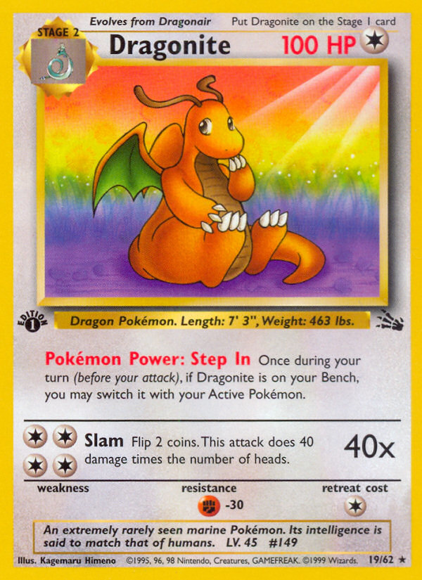Pokemon | Dragonite (19/62) [Fossil 1st Edition] | The Nerd Merchant