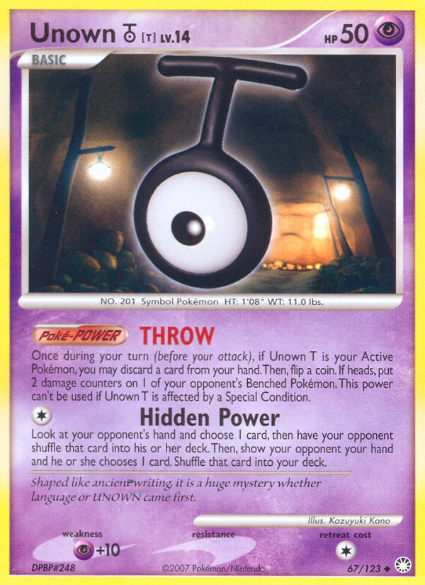 Pokemon | Unown T (67/123) [Diamond & Pearl: Mysterious Treasures] | The Nerd Merchant