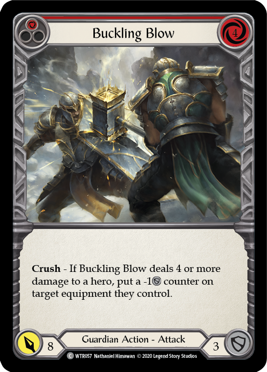 Flesh and Blood TCG | Buckling Blow (Red) [U-WTR057] (Welcome to Rathe Unlimited)  Unlimited Rainbow Foil | The Nerd Merchant