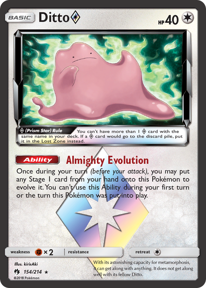 Pokemon | Ditto (154/214) (Prism Star) [Sun & Moon: Lost Thunder] | The Nerd Merchant