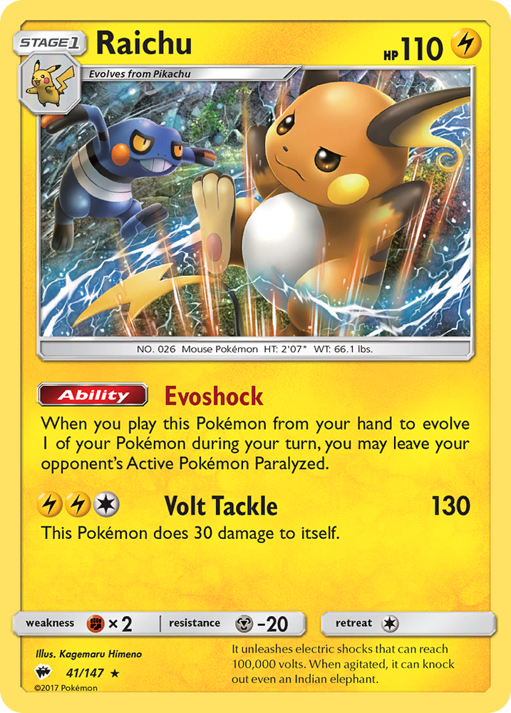 Pokemon | Raichu (41/147) [Sun & Moon: Burning Shadows] | The Nerd Merchant