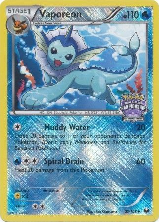 Pokemon | Vaporeon (25/108) (State Province Championship 2013 Promo) [Black & White: Dark Explorers] | The Nerd Merchant