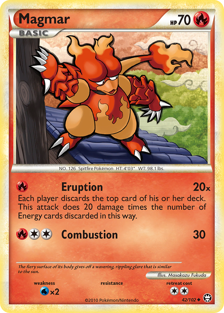 Pokemon | Magmar (42/102) [HeartGold & SoulSilver: Triumphant] | The Nerd Merchant