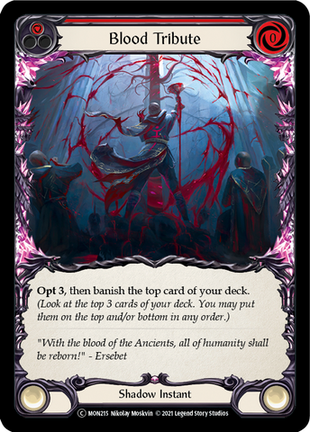 Flesh and Blood TCG | Blood Tribute (Red) [U-MON215-RF] (Monarch Unlimited)  Unlimited Rainbow Foil | The Nerd Merchant