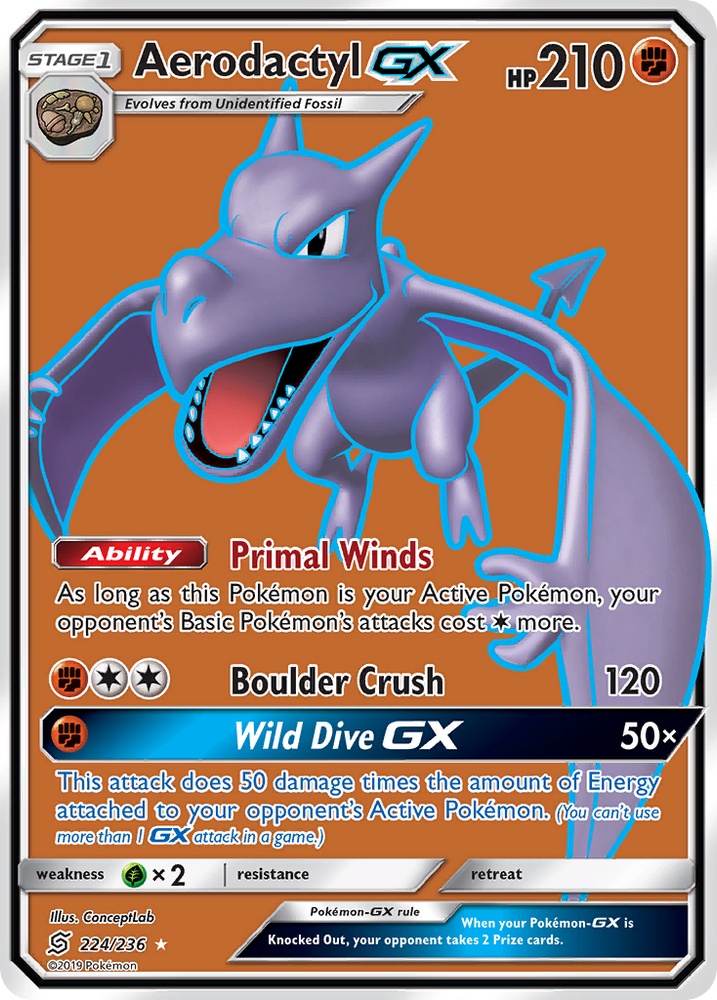 Pokemon | Aerodactyl GX (224/236) [Sun & Moon: Unified Minds] | The Nerd Merchant