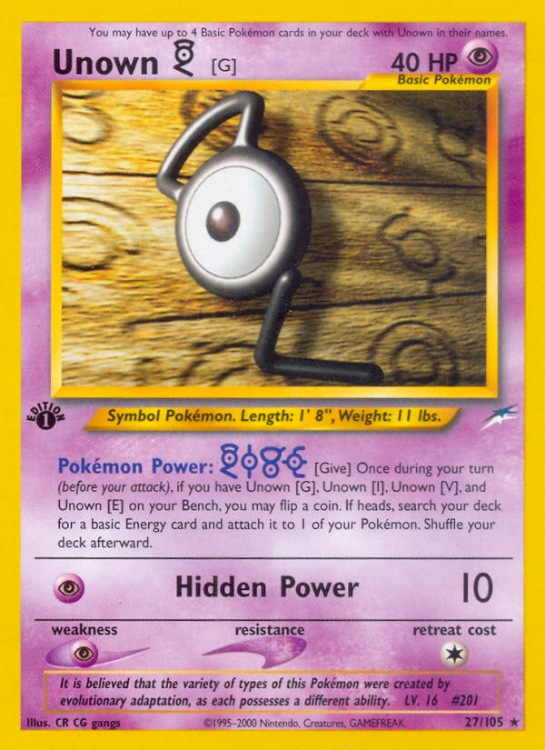 Pokemon | Unown [G] (27/105) [Neo Destiny 1st Edition] | The Nerd Merchant