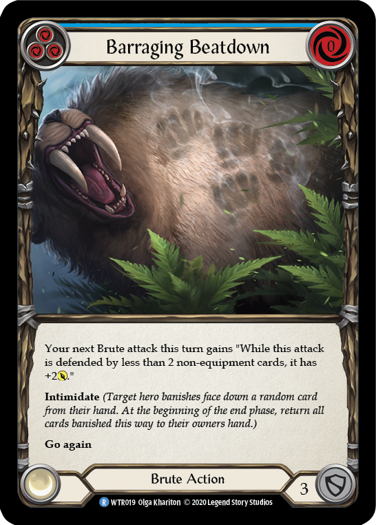 Flesh and Blood TCG | Barraging Beatdown (Blue) [U-WTR019] (Welcome to Rathe Unlimited)  Unlimited Rainbow Foil | The Nerd Merchant