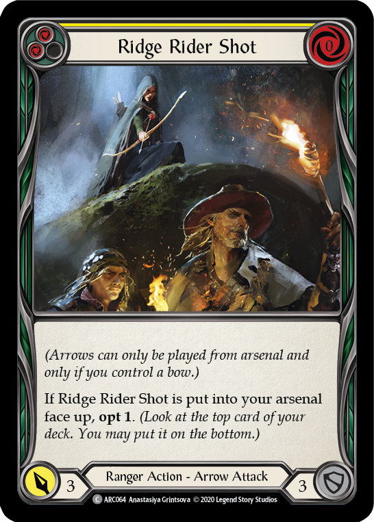 Flesh and Blood TCG | Ridge Rider Shot (Yellow) [U-ARC064] (Arcane Rising Unlimited)  Unlimited Rainbow Foil | The Nerd Merchant