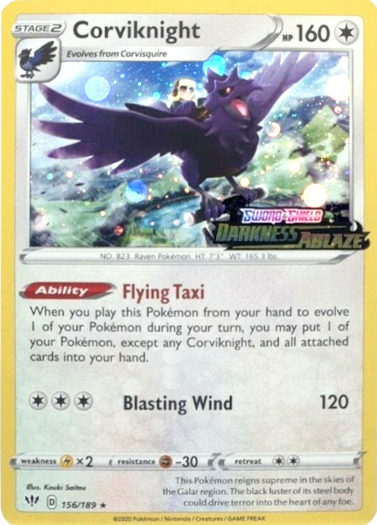 Pokemon | Corviknight (156/189) (Cosmos Holo) [Sword & Shield: Darkness Ablaze] | The Nerd Merchant