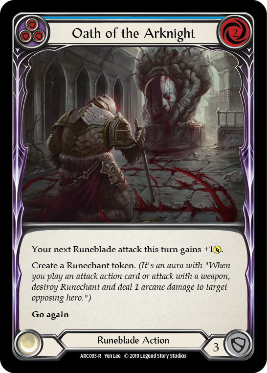 Flesh and Blood TCG | Oath of the Arknight (Blue) [ARC093-R] (Arcane Rising)  1st Edition Normal | The Nerd Merchant