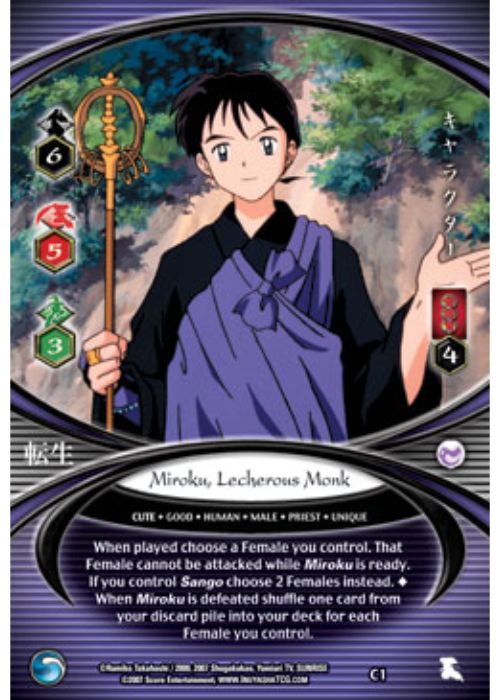 InuYasha TCG | Miroku, Lecherous Monk (Foil) - Tensei #C1 | The Nerd Merchant