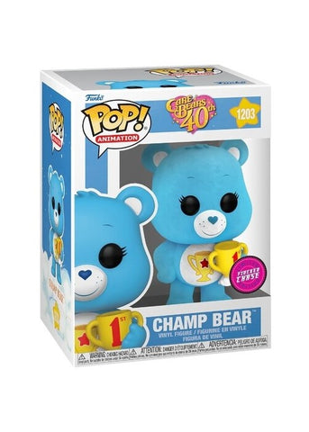 Funko Pop | Champ Bear (Flocked) (Chase) - Care Bears #1203 [NIP] | The Nerd Merchant