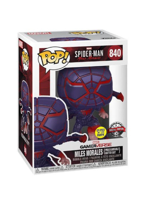 Funko Pop | Miles Morales (Programmable Matter Suit) {Glows) [Game Stop] - Spider-Man  #840 [EUC] | The Nerd Merchant