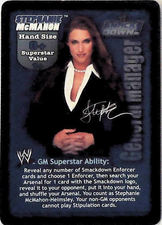 Raw Deal CCG | Smackdown GM Stephanie McMahon Superstar Card - Absolute Raw and Ultimate Smackdown Holiday Collection | The Nerd Merchant