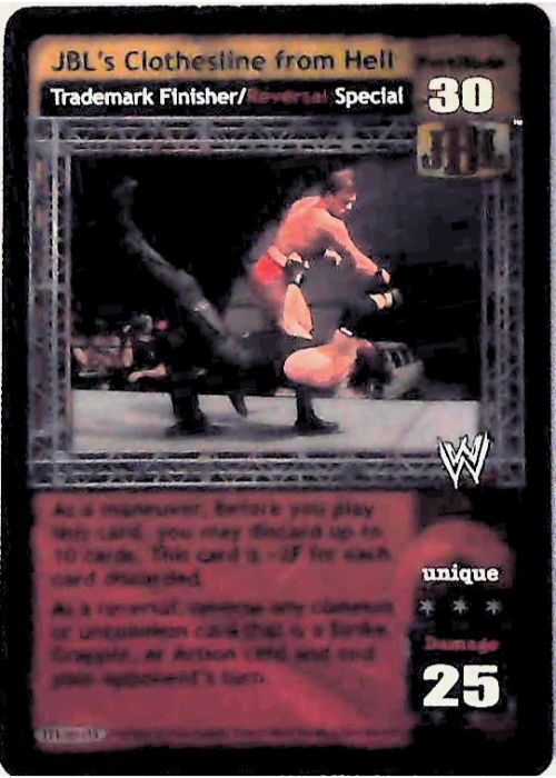 Raw Deal CCG | JBL’s Clothesline from Hell (Foil) - Armageddon | The Nerd Merchant