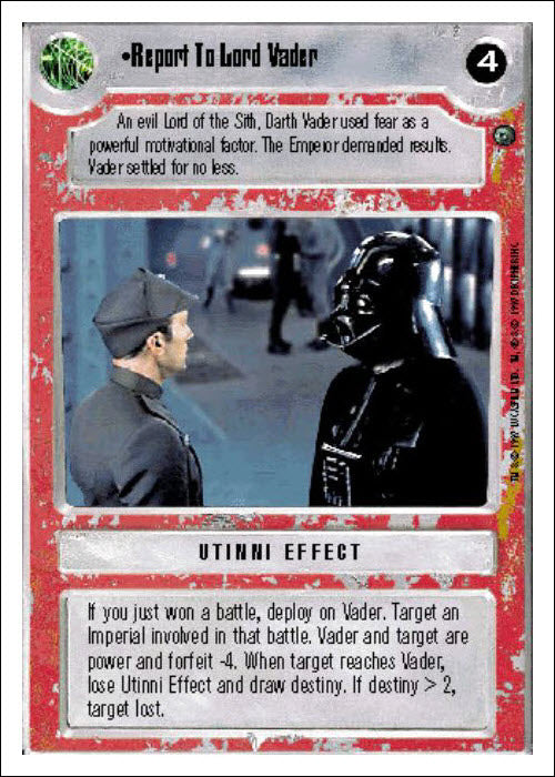 Star Wars CCG | Report To Lord Vader - Dagobah WB | The Nerd Merchant