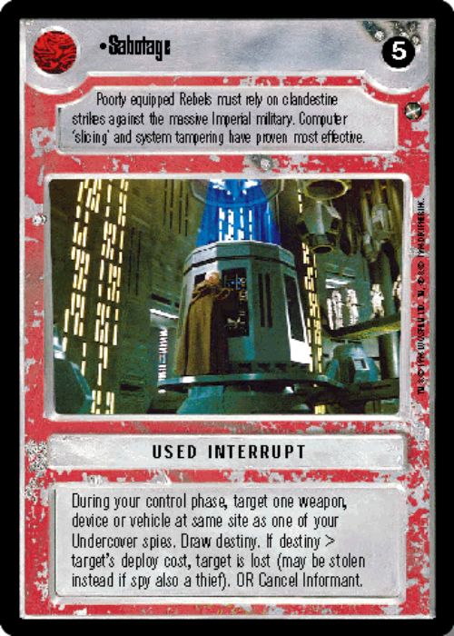 Star Wars CCG | Sabotage - A New Hope | The Nerd Merchant