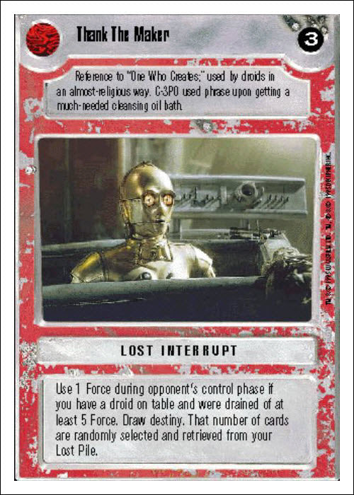 Star Wars CCG | Thank The Maker - Premiere WB | The Nerd Merchant