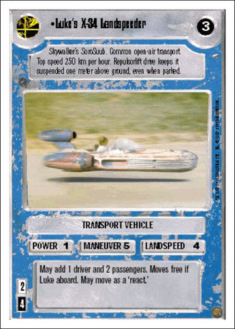 Star Wars CCG | Luke's X-34 Landspeeder - Premiere WB | The Nerd Merchant