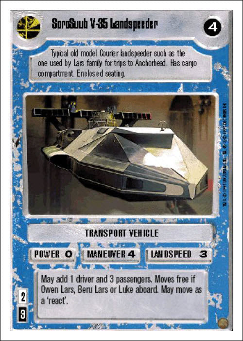 Star Wars CCG | SoroSuub V-35 Landspeeder - Premiere WB | The Nerd Merchant