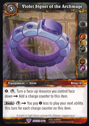 World of Warcraft TCG | Violet Signet of the Archmage - Badge of Justice | The Nerd Merchant