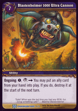 World of Warcraft TCG | Blastenheimer 5000 Ultra Cannon - Darkmoon Faire Collector's Set 1/5 | The Nerd Merchant