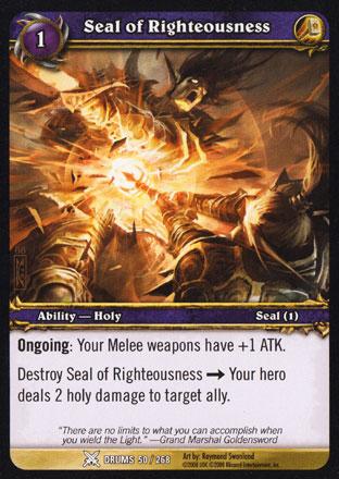 World of Warcraft TCG | Seal of Righteousness - Drums of War 50/268 | The Nerd Merchant