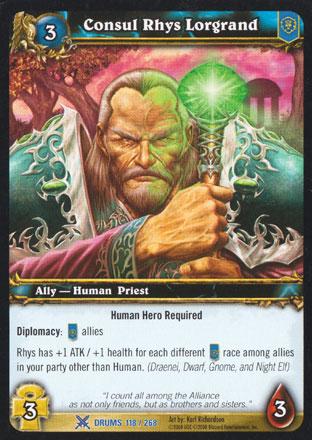 World of Warcraft TCG | Consul Rhys Lorgrand - Drums of War 118/268 | The Nerd Merchant