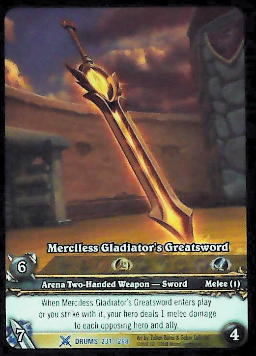 World of Warcraft TCG | Merciless Gladiator's Greatsword (Extended Art) - Drums of War 231/268 | The Nerd Merchant