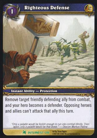World of Warcraft TCG | Righteous Defense - Fires of Outland 52/246 | The Nerd Merchant