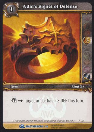 World of Warcraft TCG | A'dal's Signet of Defense (Foil) - Magtheridon's Lair Treasure 8/20 | The Nerd Merchant