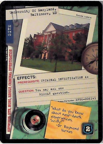 X-Files CCG | University Of Maryland, Baltimore, MD XF96-0061v1  | The Nerd Merchant