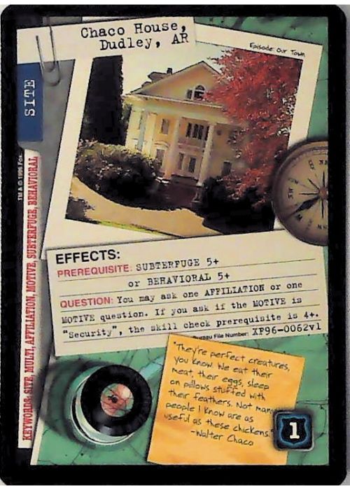 X-Files CCG | Chaco House, Dudley, AR XF96-0062v1  | The Nerd Merchant