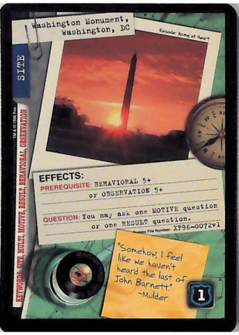 X-Files CCG | Washington Monument, Washington, DC XF96-0072v1  | The Nerd Merchant