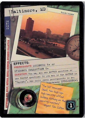 X-Files CCG | Baltimore, Maryland XF96-0086v1  | The Nerd Merchant