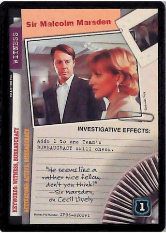 X-Files CCG | Sir Malcolm Marsden XF96-0202v1  | The Nerd Merchant