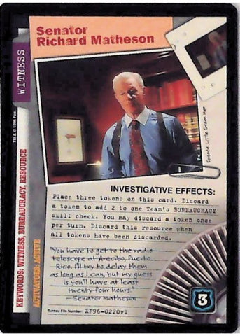 X-Files CCG | Senator Richard Matheson XF96-0220v1  | The Nerd Merchant