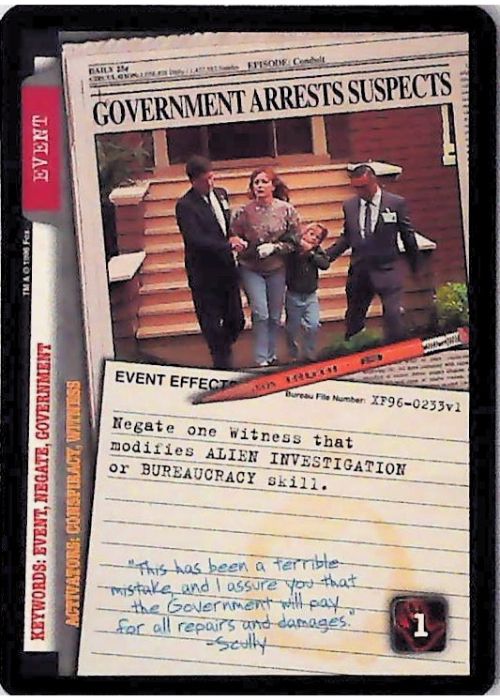 X-Files CCG | Government Arrests Suspects XF96-0233v1  | The Nerd Merchant