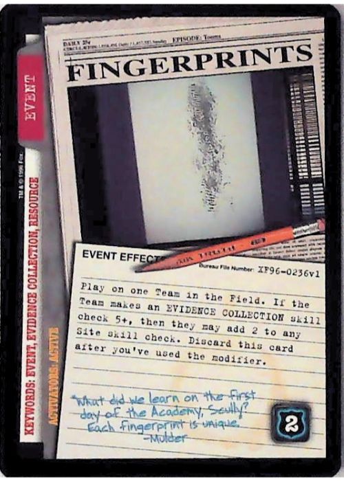 X-Files CCG | Fingerprints XF96-0236v1  | The Nerd Merchant