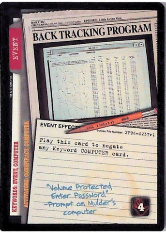 X-Files CCG | Back Tracking Program XF96-0237v1  | The Nerd Merchant