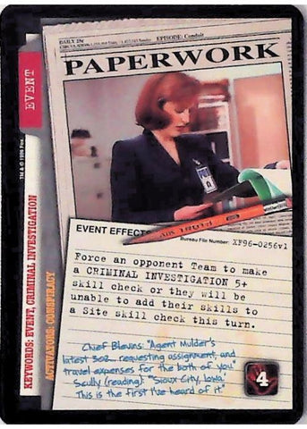 X-Files CCG | Paperwork XF96-0256v1  | The Nerd Merchant